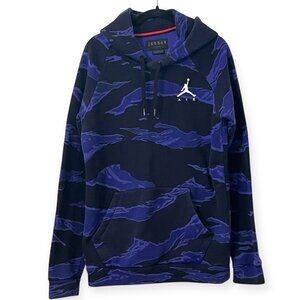Jordan Air Men's S Purple Camo Pullover Hoodie Fleece Jumpman Logo Sweatershirt